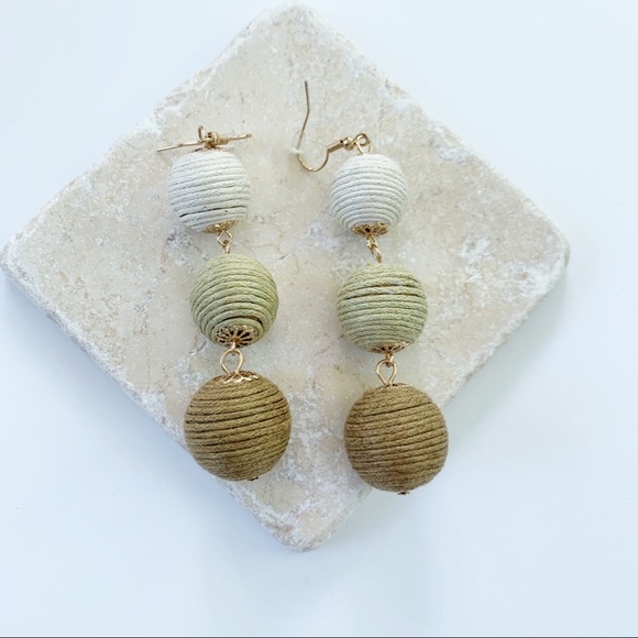 Jewelry - Ball Dangle Wrapped Cotton Pierced Earrings NWT